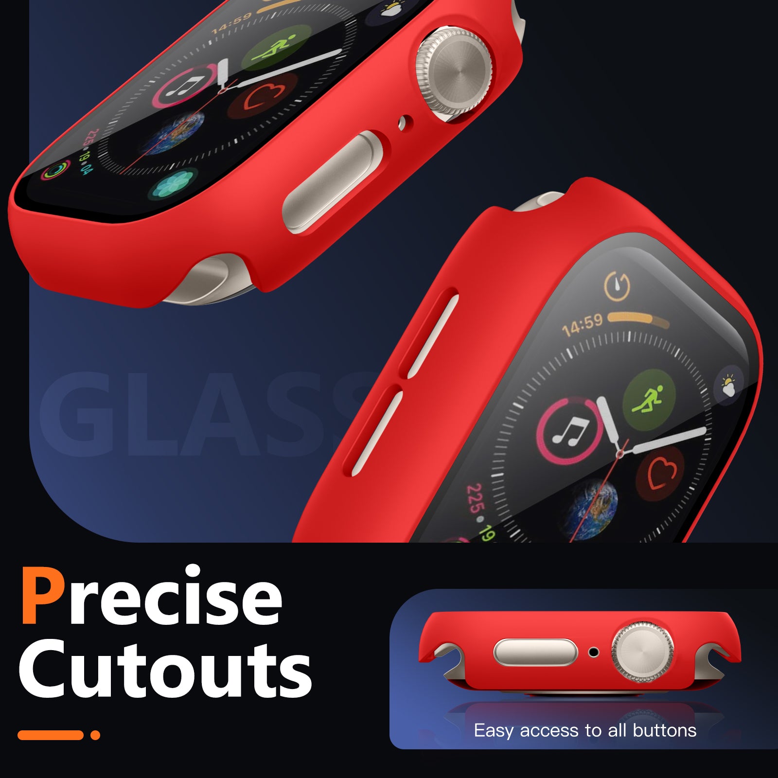 Charlam 3 Pack Case Compatible with Apple Watch Case 44mm iWatch SE SE2 SE3 Series 6 5 4 with Screen Protector, Guard Thin Bumper Full Coverage Hard Cover Defense Edge for Women Men, Black White Red