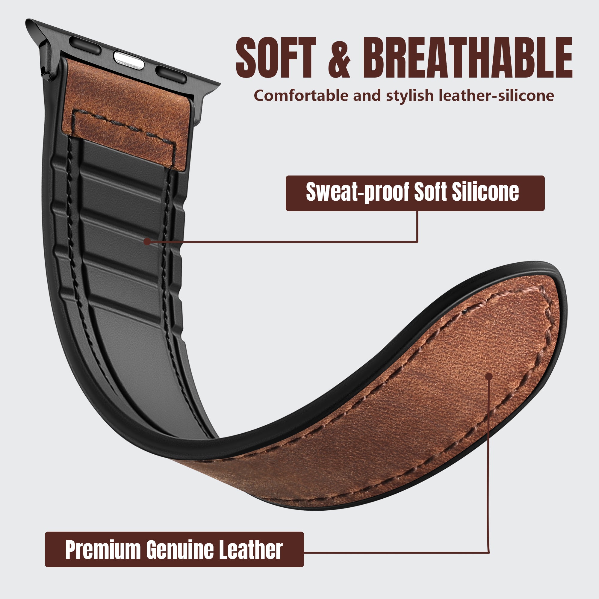 Charlam Magnetic Leather Bands Compatible with Apple Watch Bands 49mm 46mm 45mm 44mm 42mm 41mm 40mm 38mm Men Women,Genuine Leather Straps for iWatch Bands Ultra 3/2/1 SE Series 11 10 9 8 7 6 5 4 3 2 1